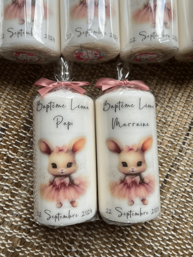 Bougie baptême, communion, naissance personnalisée thème Souris