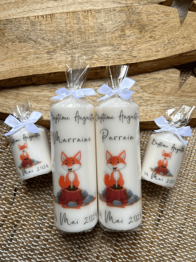 Bougie baptême personnalisée Renard