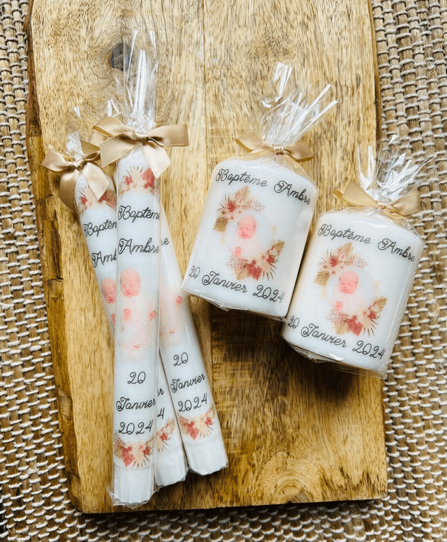 Bougie baptême personnalisée avec votre photo
