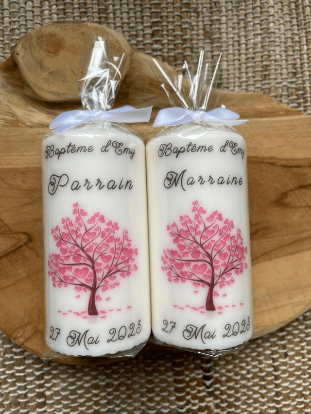 Bougie de baptême personnalisée sur le thème Arbre De Vie