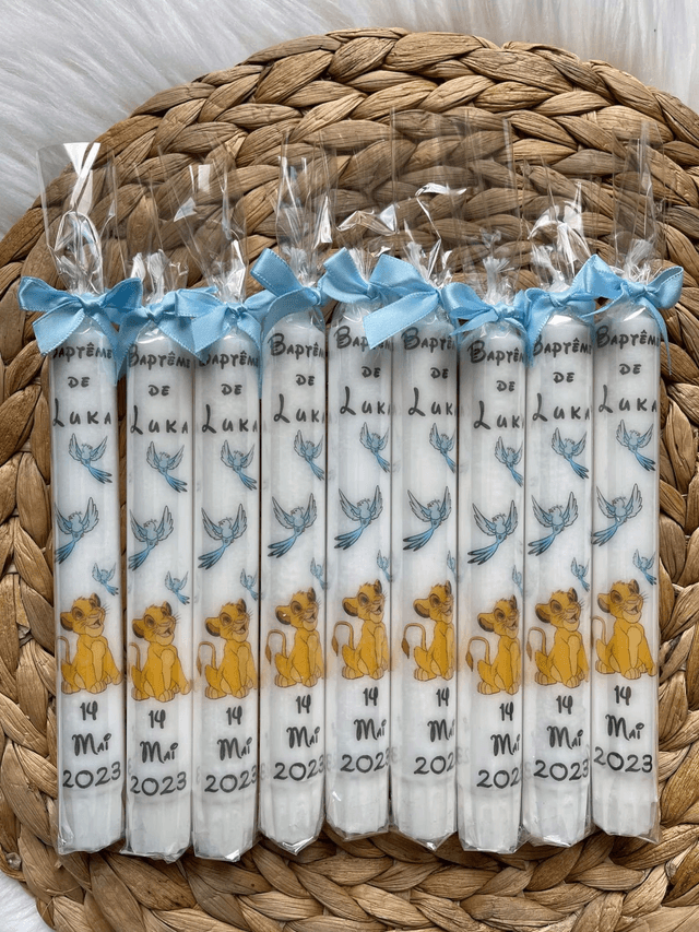 Bougie baptême personnalisée Roi lion