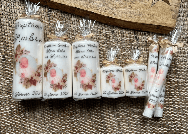 Bougie baptême personnalisée avec votre photo
