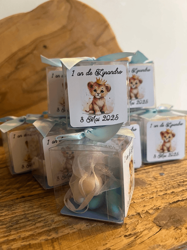 Boîte transparent bougie ou dragées pour baptême, naissance, communion, mariage