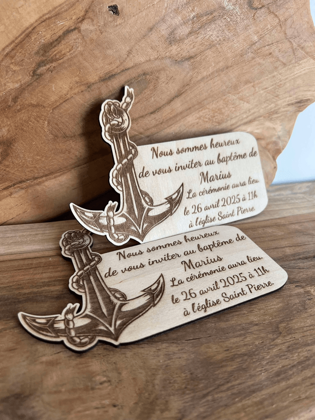 Faire-part baptême naissance anniversaire Ancre