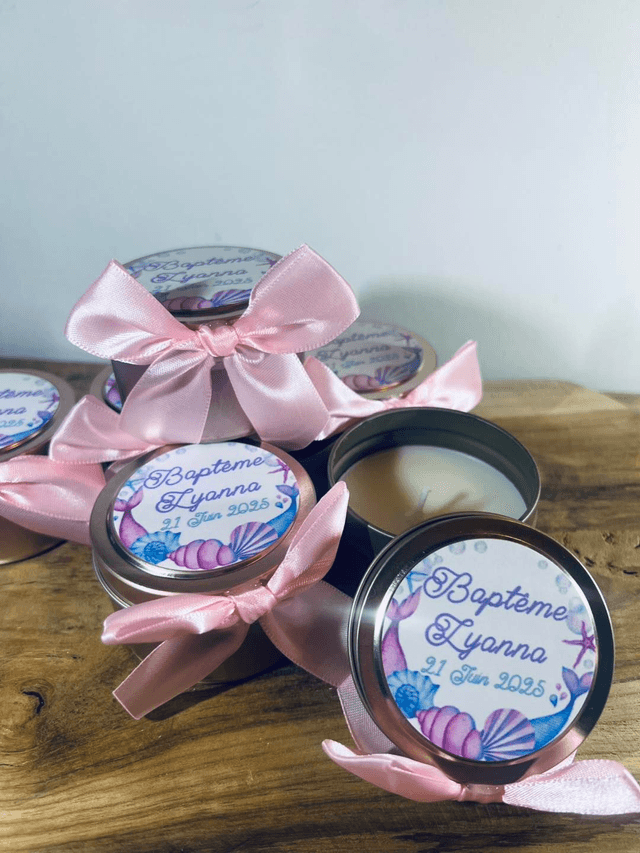 Pot métallique rose avec bougié parfumé fleur de coton   (1)