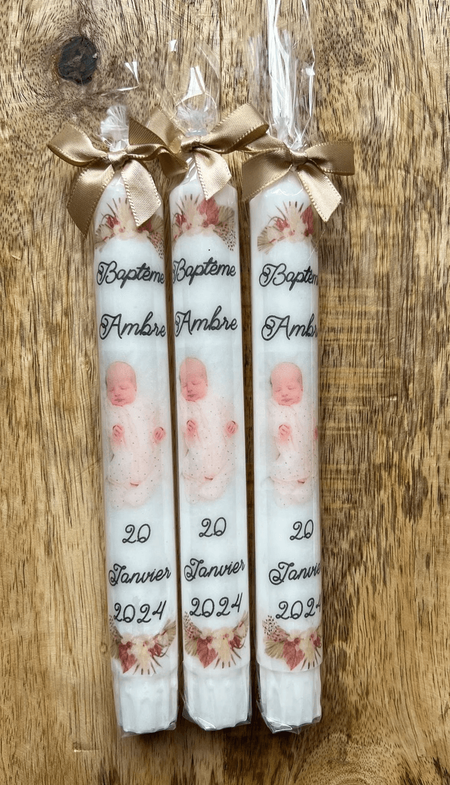 Bougie baptême personnalisée avec votre photo