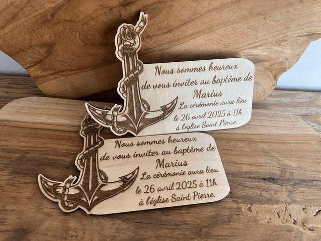 Faire-part baptême naissance anniversaire Ancre