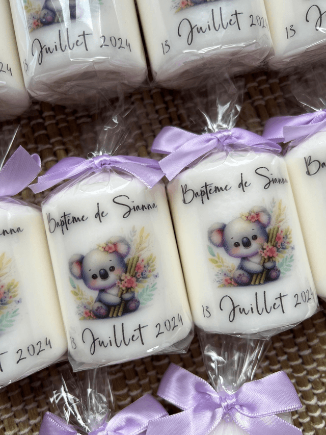 Bougie baptême personnalisée thème Koala