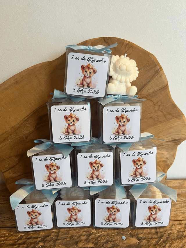 Boîte transparent bougie ou dragées pour baptême, naissance, communion, mariage