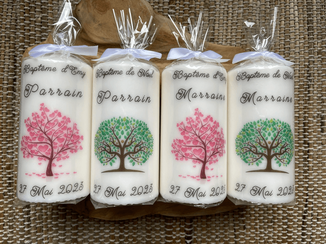 Bougie de baptême personnalisée sur le thème Arbre De Vie